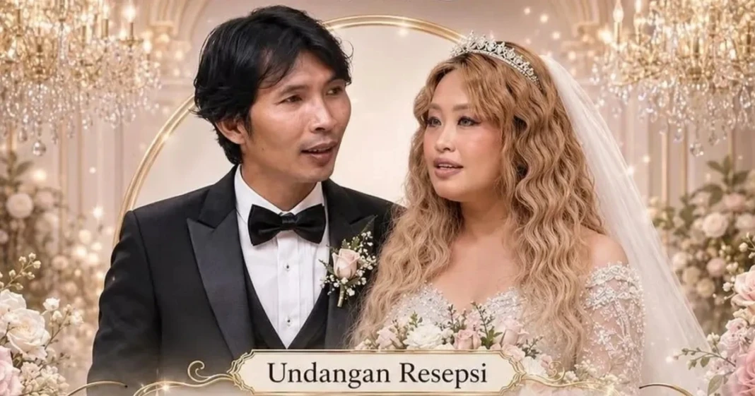 Pinkan Mambo dan Arya Khan dalam undangan resepsi pernikahan di mal