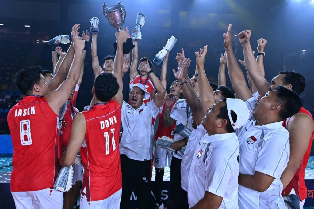 Prestasi Timnas voli putra Indonesia menjuarai AVC Men Cup 2026 ikut melambungkan posisi ranking dunia FIVB.(AVC Cup 2026)