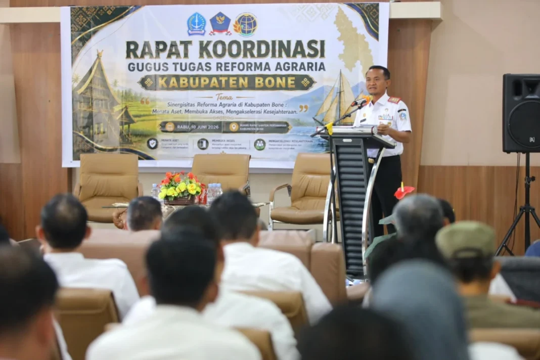 Bupati Bone Andi Asman Sulaiman membuka Rakor Gugus Tugas Reforma Agraria (GTRA) 2026