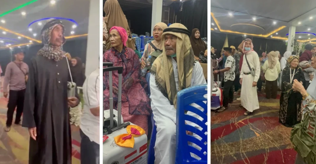 Busana khas Timur Tengah dengan hiasan berkilau menjadi tradisi yang menarik bagi jamaah haji yang baru saja pulang dari Tanah Suci