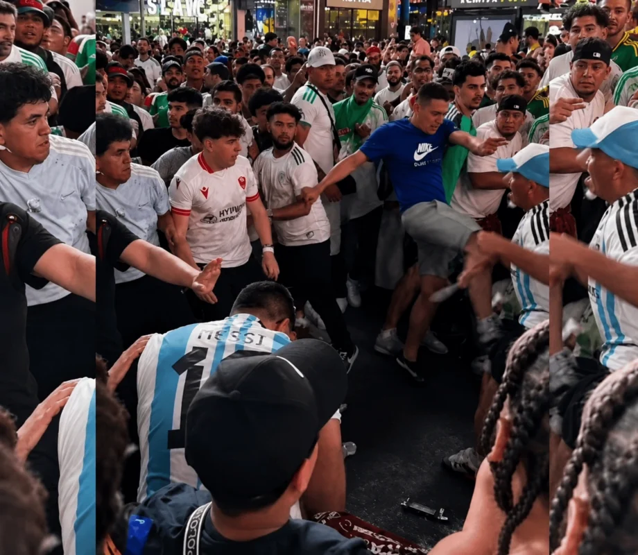Suporter Argentina dan Aljazair bentrok di Times Square, New York, Amerika Serikat, pada Senin (15/6/2026) malam waktu setempat menjelang laga Grup J Piala Dunia 2026. NYPD turun tangan membubarkan massa setelah fan gathering berubah ricuh.