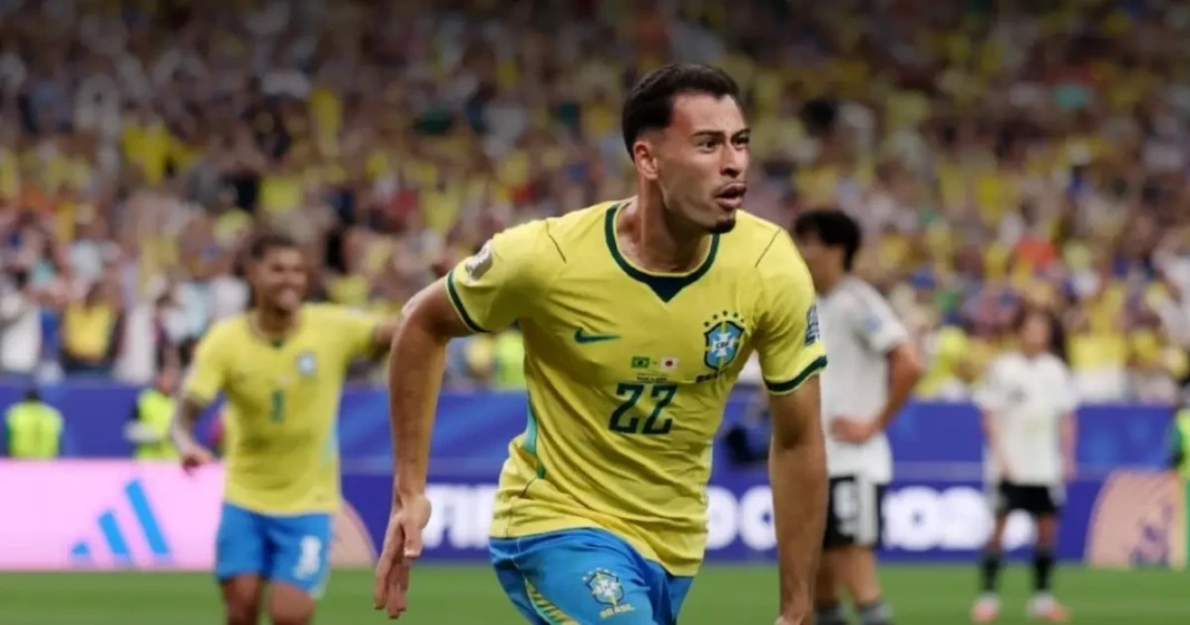 Gabriel Martinelli merayakan gol ke gawang Jepang
