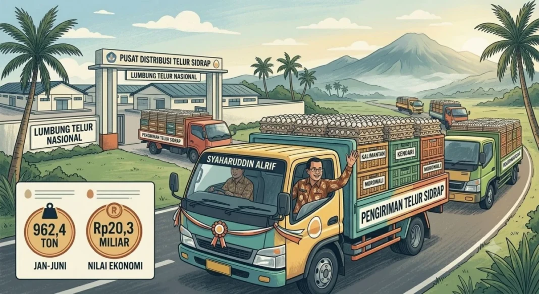 Ilustrasi pengiriman telur Sidrap ke berbagai daerah