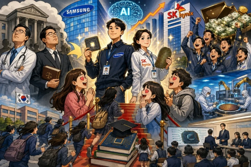 Ledakan AI mengubah peta prestise Korea Selatan, menjadikan insinyur chip Samsung dan SK Hynix sebagai simbol baru kemapanan, karier impian, dan pasangan idaman generasi muda. 
