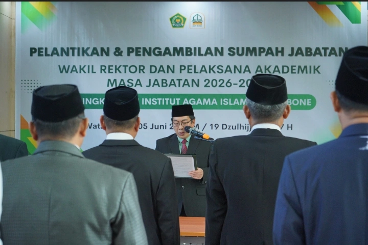 Rektor IAIN Bone Prof. Lukman Arake melantik jajaran pimpinan kampus masa bakti 2026-2030