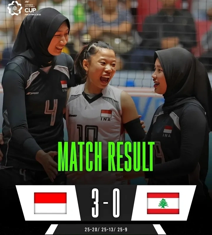 Timnas Voli Putri Indonesia Kalahkan Lebanon 3-0 di AVC Nations Cup 2026