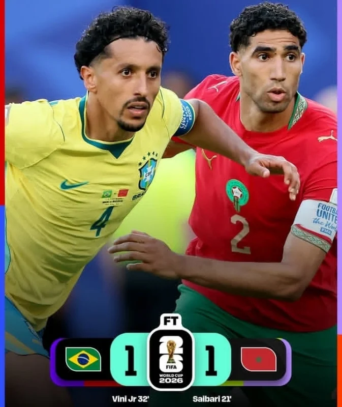 Brazil vs Maroko 1-1, Vinicius Jr Selamatkan Selecao di Laga Dramatis Grup C Piala Dunia 2026