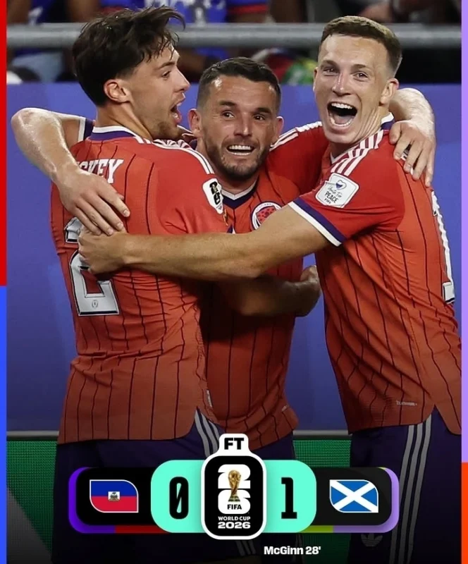 Skotlandia menang 1-0 atas Haiti di laga pembuka Grup C Piala Dunia 2026 di Stadion Gillette. Gol John McGinn membawa kemenangan bersejarah setelah 36 tahun penantian.