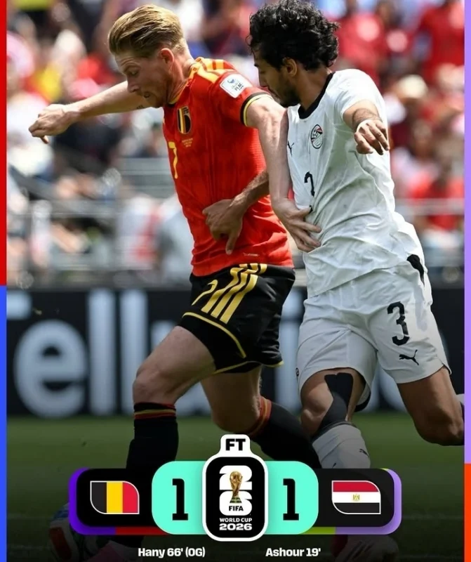 Belgia ditahan Mesir 1-1 pada laga Grup G Piala Dunia 2026 di Seattle. Emam Ashour mencetak gol Mesir, sementara Belgia selamat lewat tekanan Romelu Lukaku.