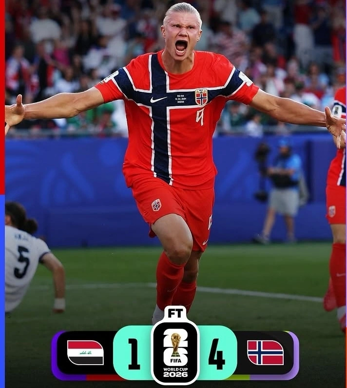Erling Haaland mencetak dua gol saat Norwegia menang 4-1 atas Irak pada laga Grup I Piala Dunia 2026 di Foxborough.