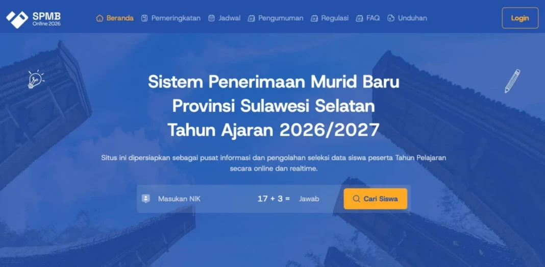 Tangkapan layar situs SPMB