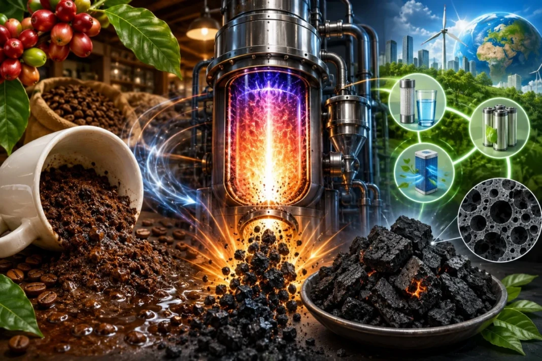 Teknologi plasma Korea Selatan mengubah ampas kopi basah menjadi energi bersih bernilai. (Ilustrasi chatGPT).