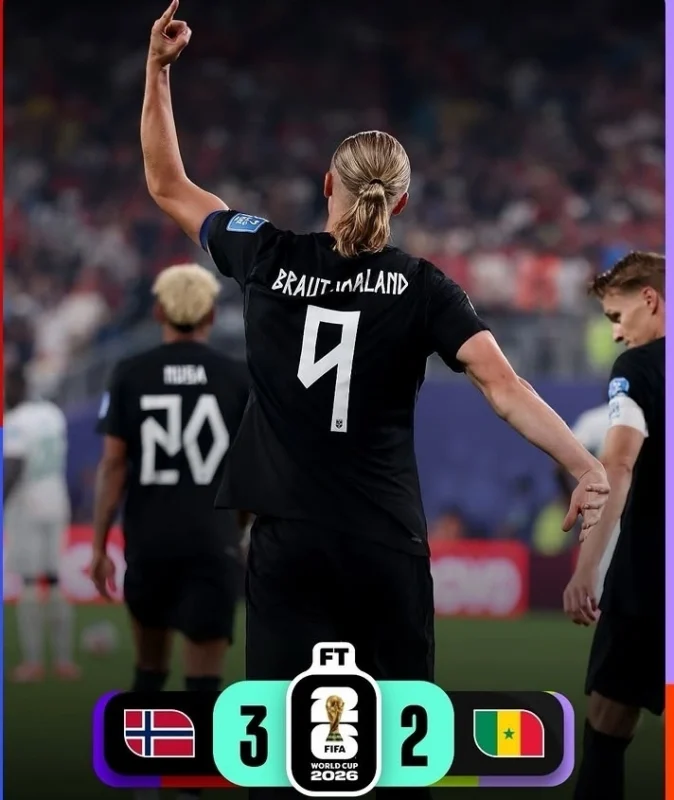 Norwegia mengalahkan Senegal 3-2 di Grup I Piala Dunia 2026. Erling Haaland mencetak dua gol dan membawa Norwegia lolos ke babak 32 besar bersama Prancis.