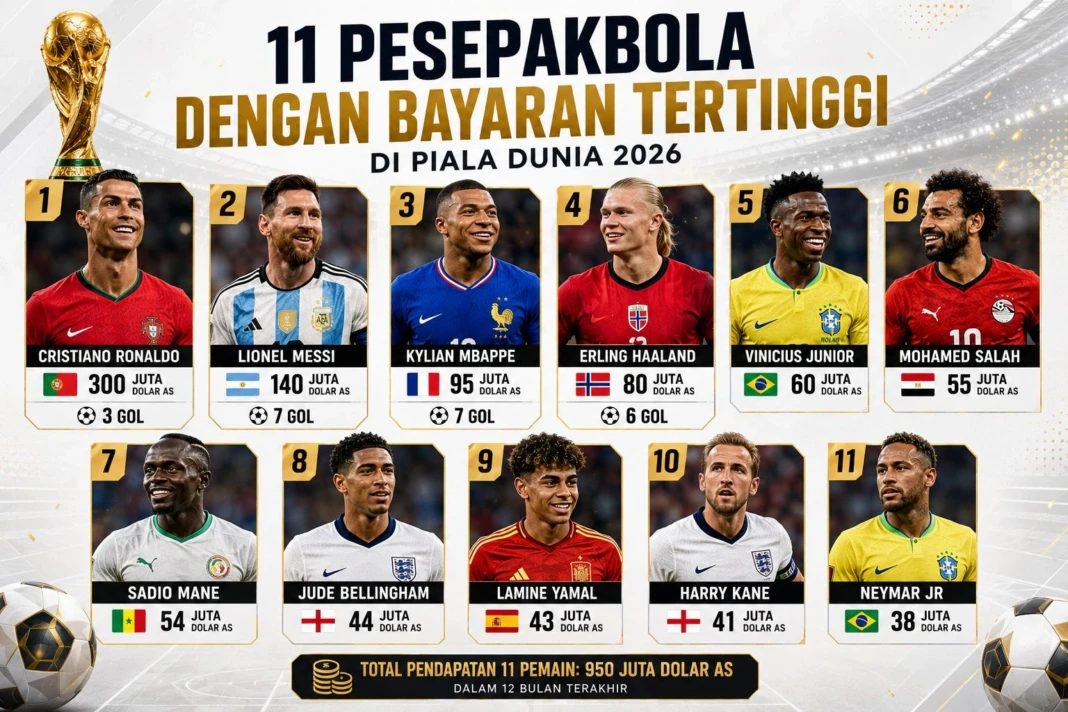 11 pesepakbola dengan bayar tertinggi