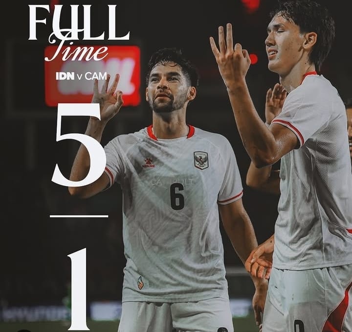 Pemain Timnas Indonesia merayakan kemenangan 5-1 atas Kamboja pada laga pembuka Grup A Piala AFF 2026.