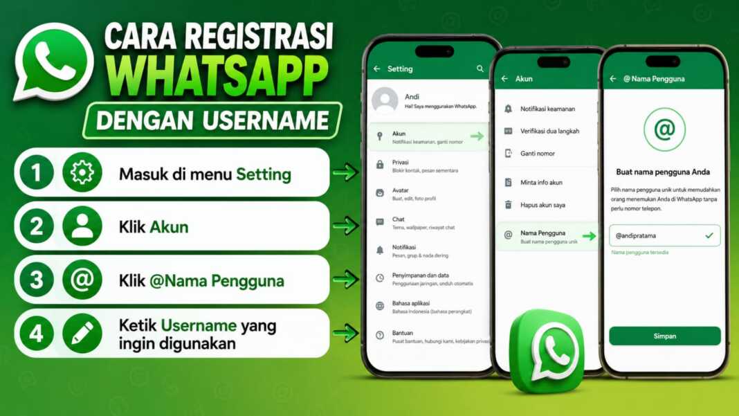 Panduan registrasi WhatsApp dengan username