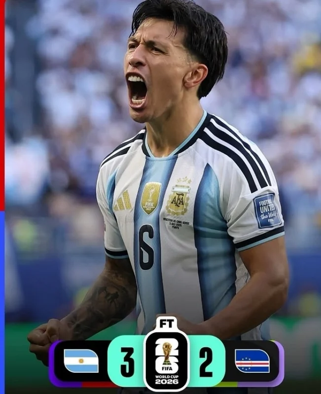Selebrasi pemain Argentina usai laga kontra Tanjung Verde di Piala Dunia 2026
