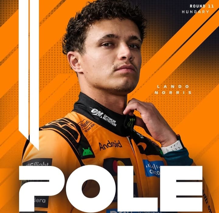Lando Norris dalam poster resmi Formula 1 usai merebut pole position GP Hungaria 2026.