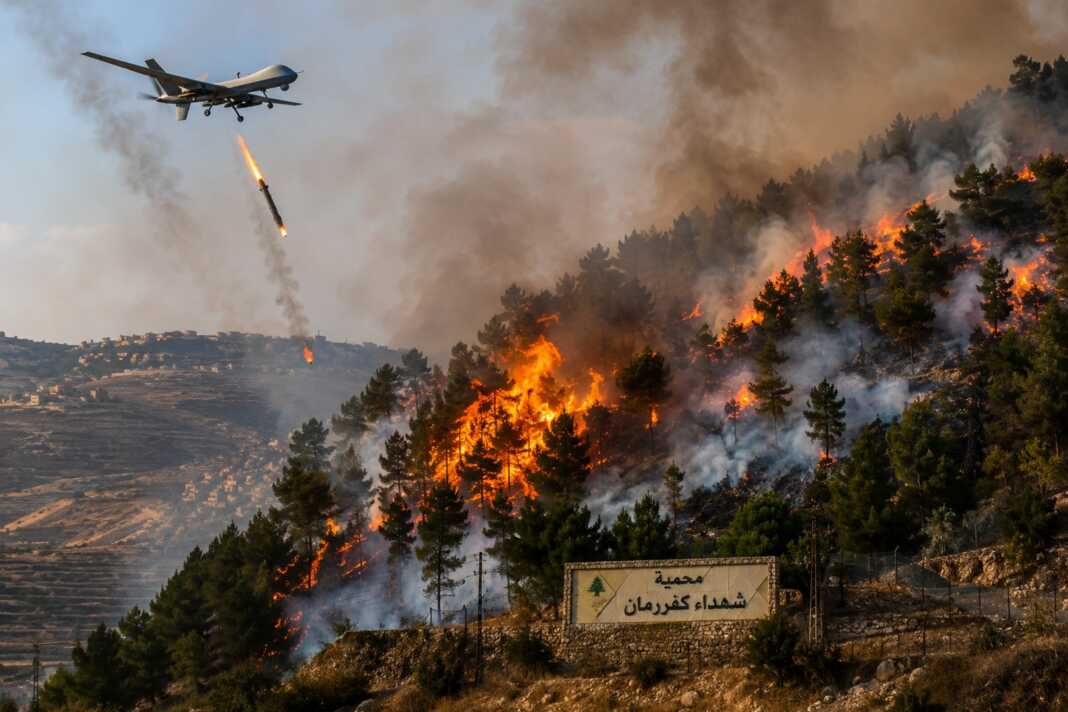 Drone Israel membakar hutan Kfar Reman, gencatan senjata kembali dipertanyakan dunia di Lebanon selatan