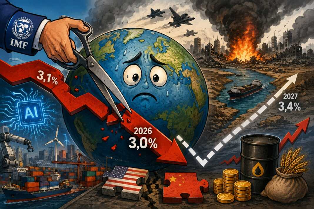 IMF memangkas proyeksi pertumbuhan global 2026, sementara perang Timur Tengah terus membayangi stabilitas ekonomi dunia dan inflasi