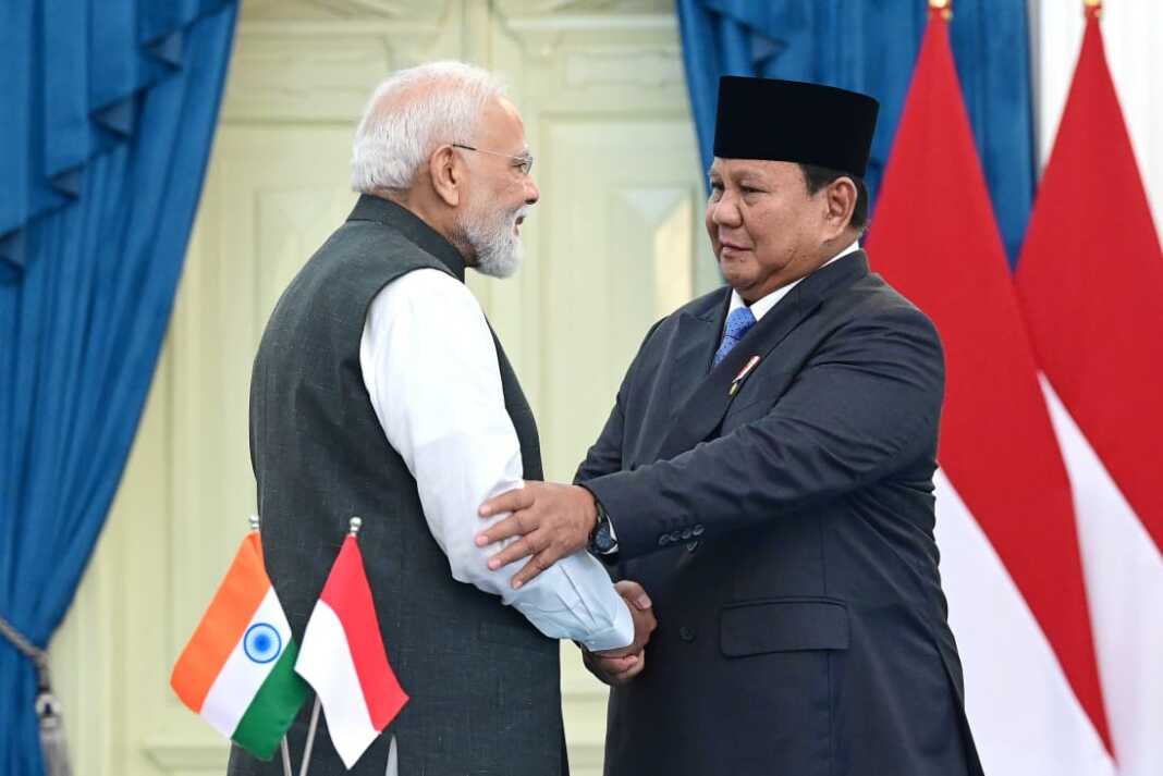 Presiden Republik Indonesia Prabowo Subianto dan Perdana Menteri India Narendra Modi di Istana Merdeka, Jakarta, pada Selasa (7/7/2026).