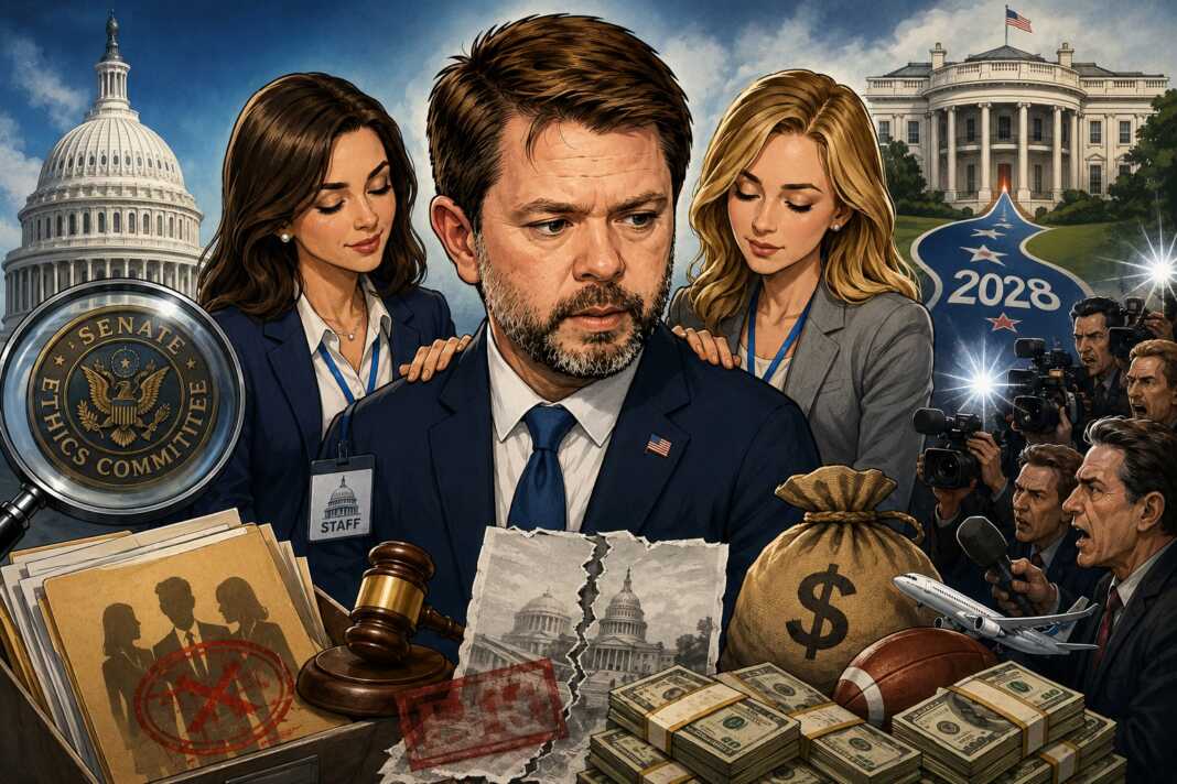 Dugaan hubungan pribadi kembali menyeret Ruben Gallego di tengah ambisi politik menuju Gedung Putih 2028. (Ilustrasi: ChatGPT).