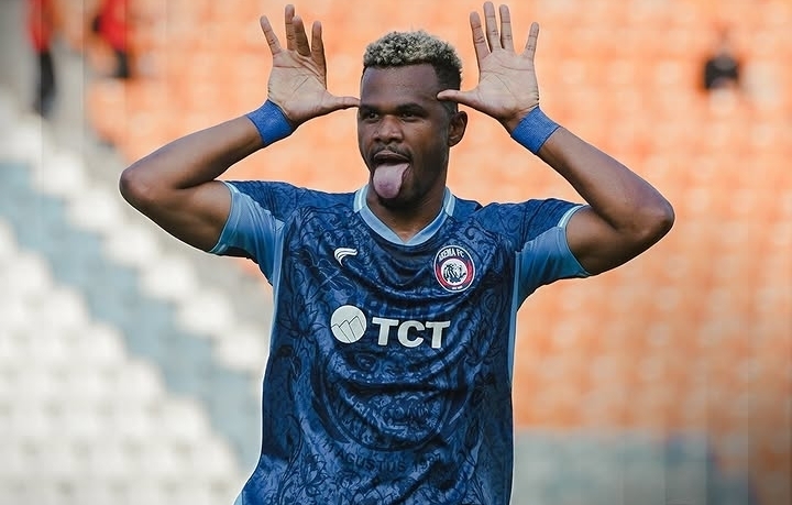 Selebrasi pemain Arema, Gustavo Henrique saat mencetak gol di Piala Presiden 2026 usai mengalahkan Tampines Rovers 2-1. dok/arema