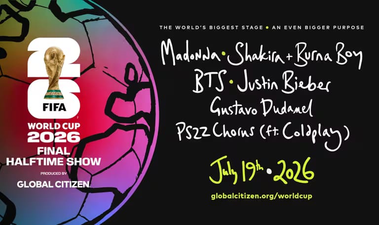 FIFA dan Global Citizen memastikan Justin Bieber, Madonna, Shakira, dan BTS tampil di halftime show Final Piala Dunia 2026 pada 19 Juli 2026.