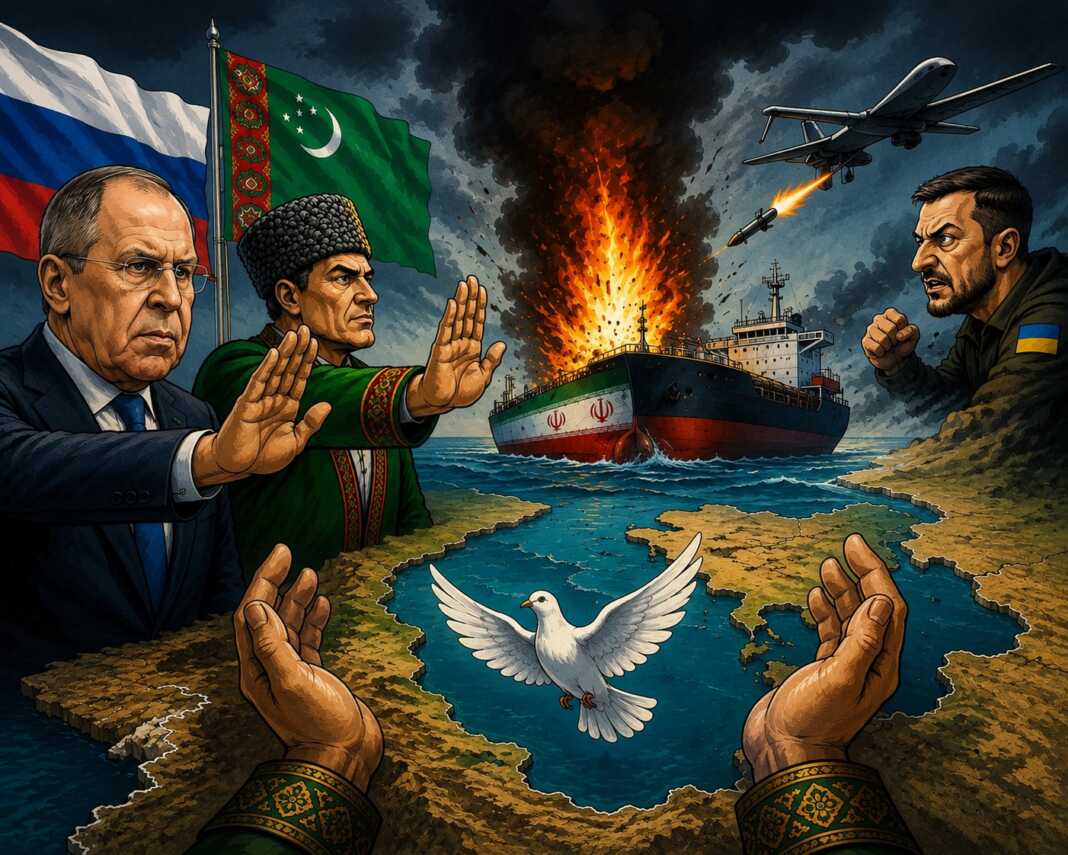 Rusia dan Turkmenistan mengecam serangan terhadap kapal dagang Iran di Laut Kaspia, menyerukan perdamaian, stabilitas kawasan, dan penghormatan hukum internasional demi keamanan Eurasia bersama. (Ilustrasi: ChatGPT)