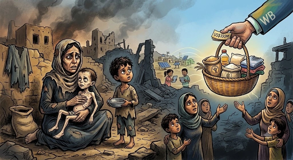 Bantuan hibah dari Bank Dunia membawa harapan baru bagi krisis kemanusiaan dan pangan Yaman. Ilustrasi Gemini