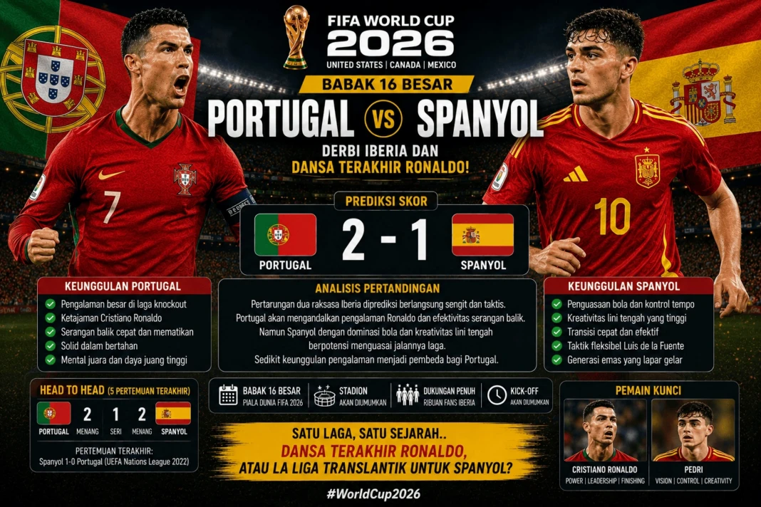 Preview dan prediksi skor Portugal vs Spanyol di 16 Besar Piala Dunia 2026
