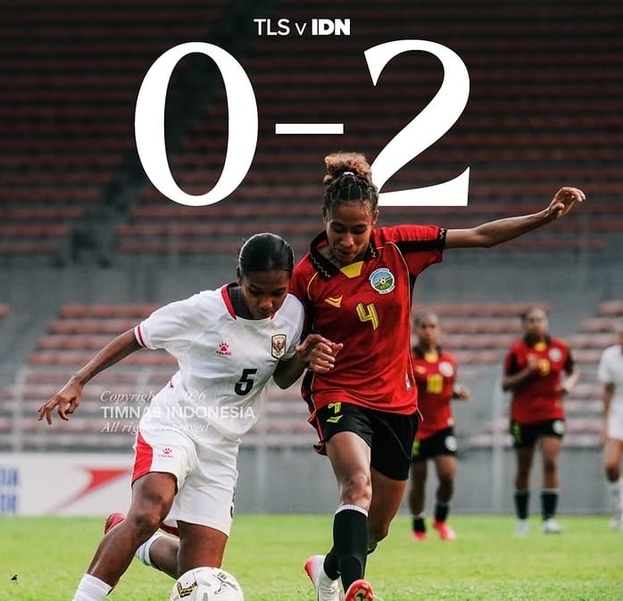 Timnas Putri Indonesia merayakan kemenangan 2-0 atas Timor Leste pada laga pembuka Grup B Piala AFF Putri 2026 di Kuala Lumpur.