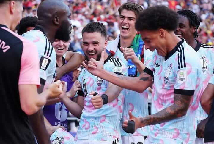 Pemain Belgia melakukan selebrasi “Trump dance” usai menang 4-1 atas Amerika Serikat di babak 16 besar Piala Dunia 2026