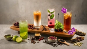 Aneka minuman Japanese street food dalam program 60 Seconds to Tokyo di Aston Inn Pantai Losari Makassar