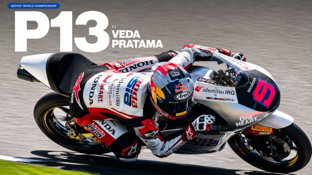 Veda Pratama start dari posisi 13 pada Moto3 Jerman 2026 di Sirkuit Sachsenring.