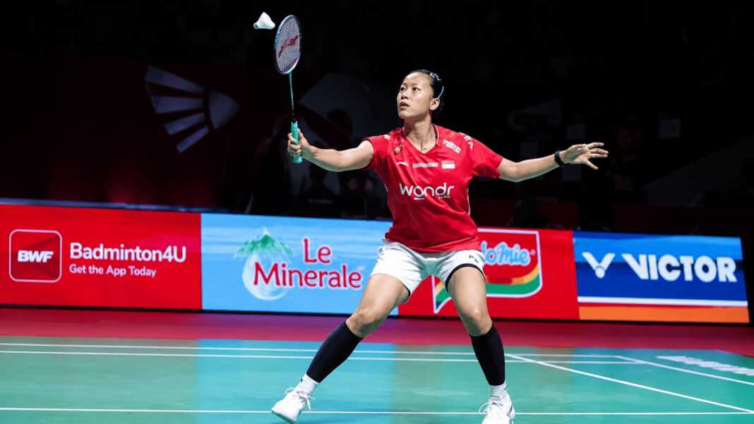 Putri Kusuma Wardani saat bertanding pada Japan Open 2026.