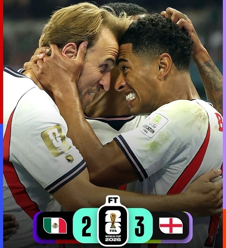 Inggris mengalahkan Meksiko 3-2 pada babak 16 besar Piala Dunia 2026 di Stadion Azteca.