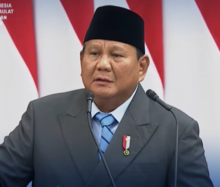 Presiden Prabowo Subianto saat menyampaikan pidato di Kompleks Parlemen, Jakarta.