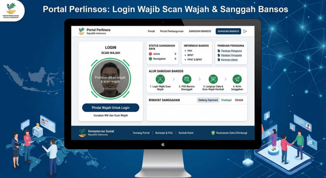 Portal Perlinsos login scan wajah dan alur sanggah bansos di portal Kemensos.