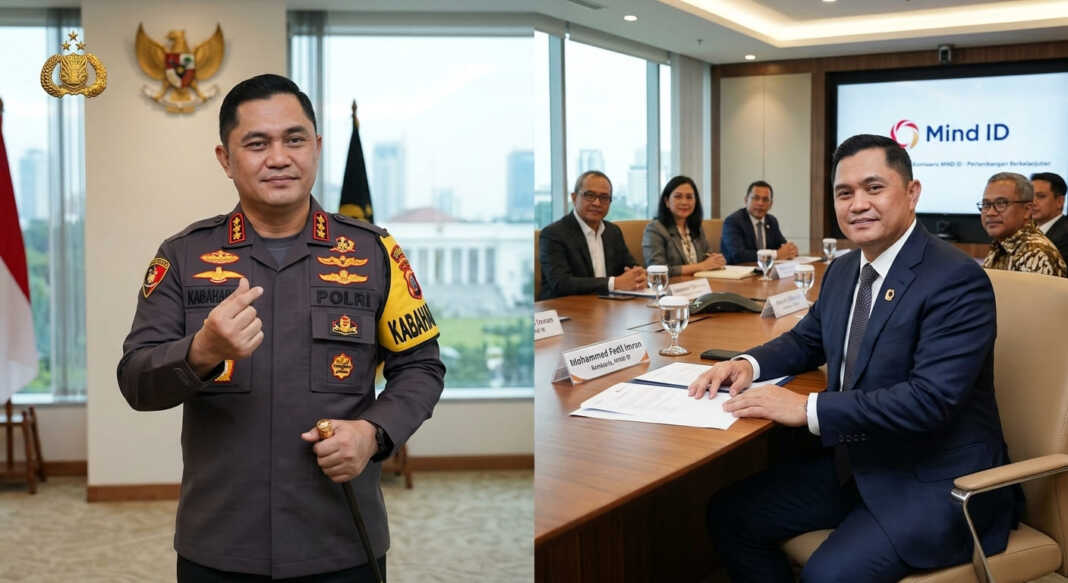 Kolase Mohammad Fadil Imran saat berdinas di Polri dan saat menjabat Komisaris MIND ID.