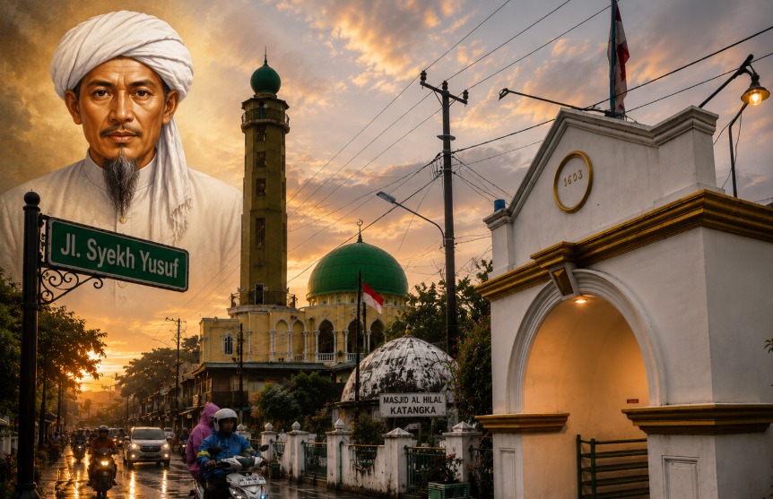 Nama Jalan Syekh Yusuf, Gowa. Ilustrasi dibuat oleh AI.