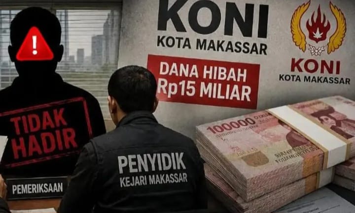 Grafis pemeriksaan dugaan penyimpangan dana hibah Rp15 miliar KONI Makassar oleh Kejari Makassar.