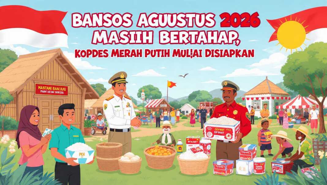 Ilustrasi penyaluran bantuan sosial Agustus 2026 dan layanan Kopdes Merah Putih.