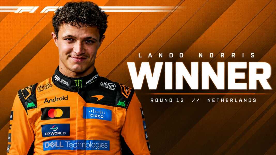 Lando Norris usai menjuarai GP Belanda Formula 1 2026 di Zandvoort.