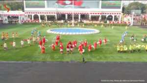 Tari kolosal Maeki Ri Mangkasara oleh penari Makassar, Sulawesi Selatan dalam HUT ke-81 Kemerdekaan RI di Istana Merdeka, Jakarta, Senin (17/8/2026). Foto: YouTube Sekretariat Presiden.