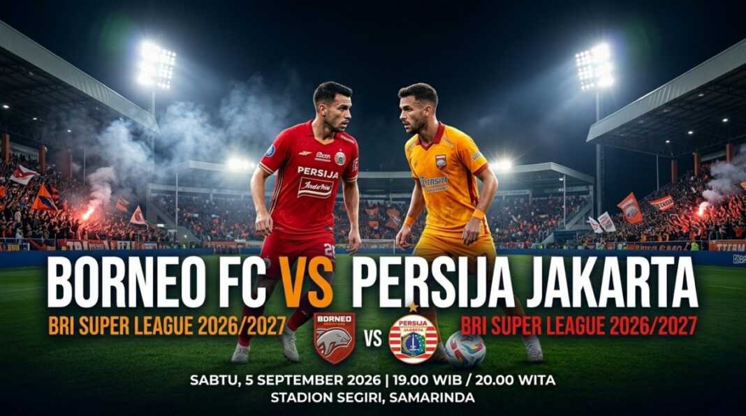 Borneo FC Samarinda melawan Persija Jakarta pada BRI Super League 2026/2027 di Stadion Segiri