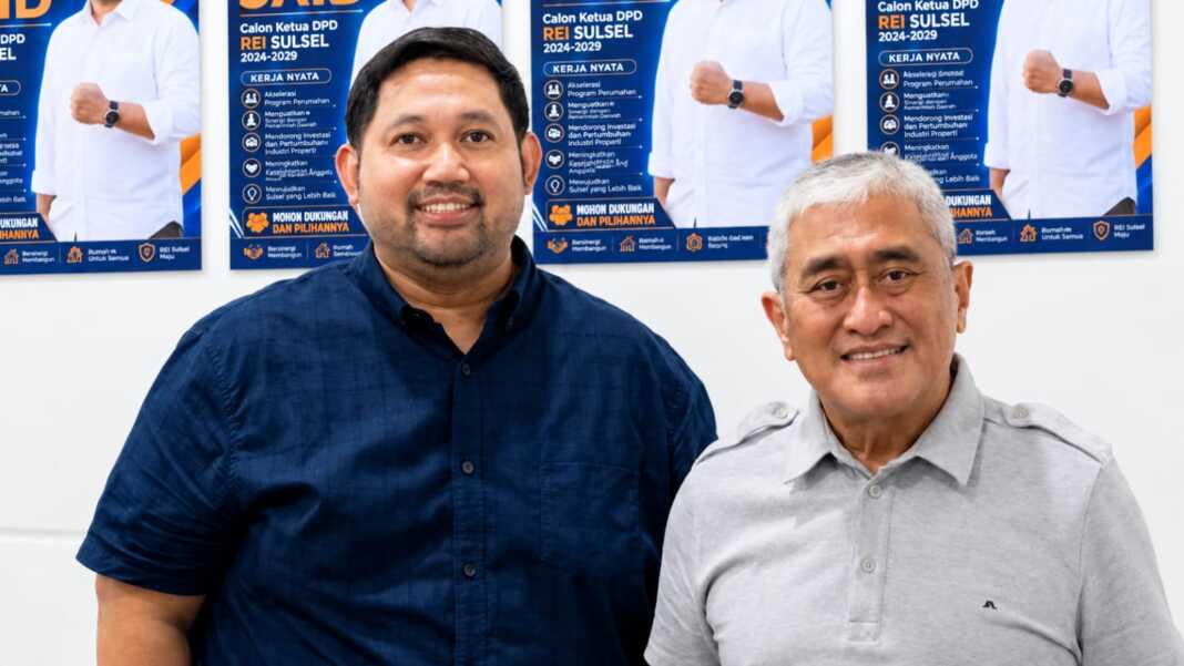 Rezza Pratama Said bersama mantan Ketua REI Sulsel Andi Idris Manggabarani dalam suatu kesempatan. Rezza Pratama yang lulus teknik perkapalan kemudian terjun ke bisnis properti menjadi calon kuat Ketua REI Sulsel.