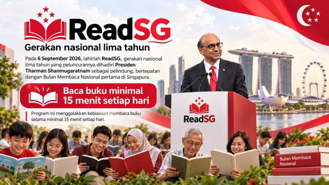 ReadSG. Menggalakkan kebiasaan membaca buku selama minimal 15 menit setiap hari di Singapura.