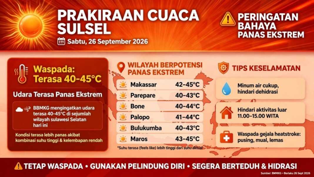 Prakiraan Cuaca Sulsel Hari Ini, Sabtu 26 September 2026