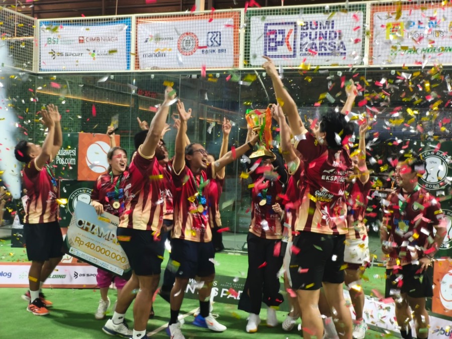 Yuli Sumber Laris Juara SulawesiPos Pentas Padel 2026 setelah mengalahkan KevinKeano pada Final Week di Padel Hood, Makassar